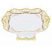 Блюдо квадратное на ножке Weimar Porzellan Симфония Золотая 21см