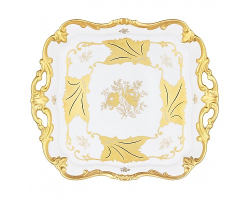 Блюдо квадратное Кленовый лист белый Weimar Porzellan 30см