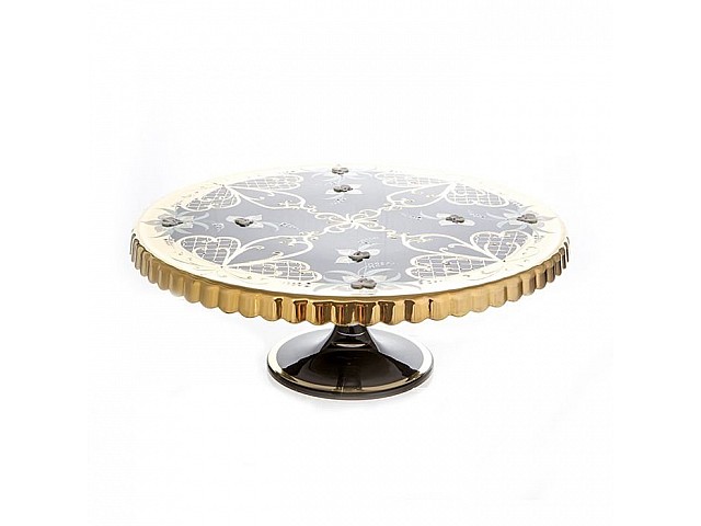 Тортовница на ножке Union Glass Лепка Черная 30 см