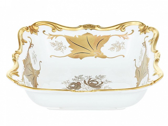 Салатник квадратный 22 см Weimar Porzellan Кленовый лист белый