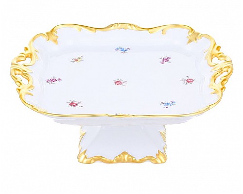 Блюдо квадратное на ножке Мейсенский цветок Weimar Porzellan 21см