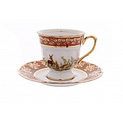 Набор кофейных пар на 6 персон Repast Охота красная M-D Мария-тереза 120 мл