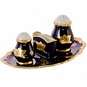 Набор для специй Кленовый лист синий Weimar Porzellan 3 предмета