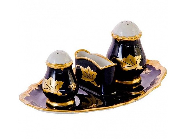 Набор для специй Кленовый лист синий Weimar Porzellan 3 предмета