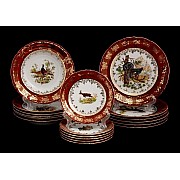 Набор тарелок Bavaria Охота красная на 6 персон 18 штук