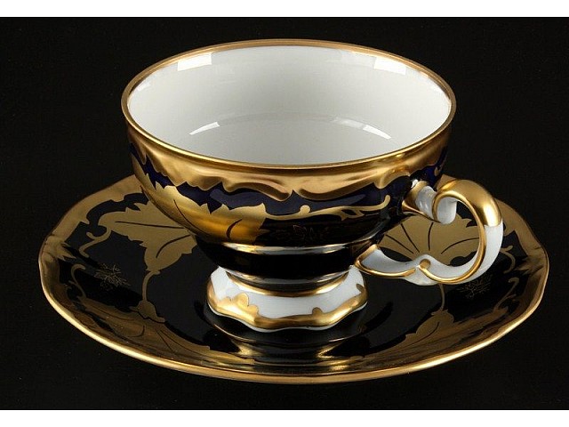 Набор чайный Кленовый лист синий Weimar Porzellan на 6 персон 