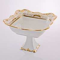 Ваза для фруктов на ножке Weimar Porzellan Симфония Золотая 26см