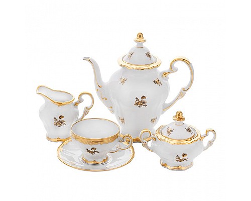 Сервиз кофейный Роза золотая Weimar Porzellan на 12 персон 27 предметов