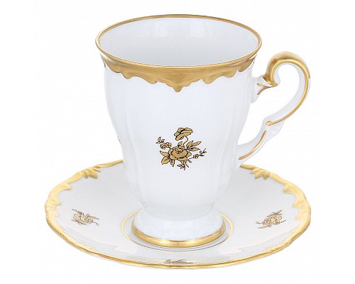 Набор для капучино 2 предмета Weimar Porzellan Роза золотая