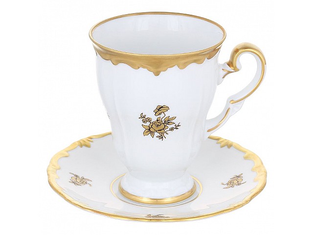 Набор для капучино 2 предмета Weimar Porzellan Роза золотая