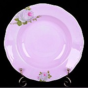 Набор глубоких тарелок Алвин розовый Weimar Porzellan 24 см 6 штук