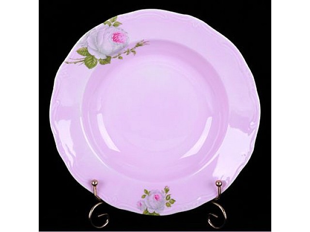 Набор глубоких тарелок Алвин розовый Weimar Porzellan 24 см 6 штук
