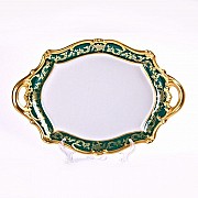 Блюдо овальное 37см Weimar Porzellan Ювел зеленый 876