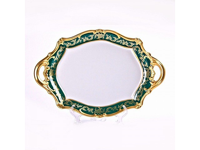 Блюдо овальное 37см Weimar Porzellan Ювел зеленый 876
