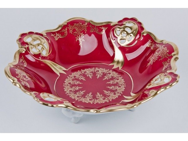 Сухарница 31 см Weimar Porzellan Ювел красный