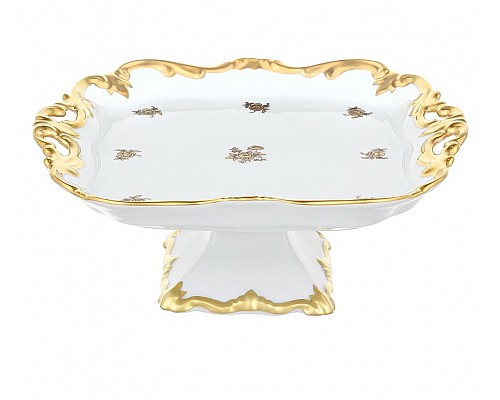 Блюдо квадратное 21см на ножке Weimar Porzellan Роза золотая