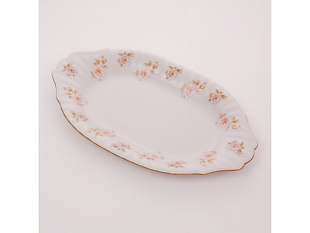 Блюдо овальное Bavaria Цветы Рельеф золото 33 см