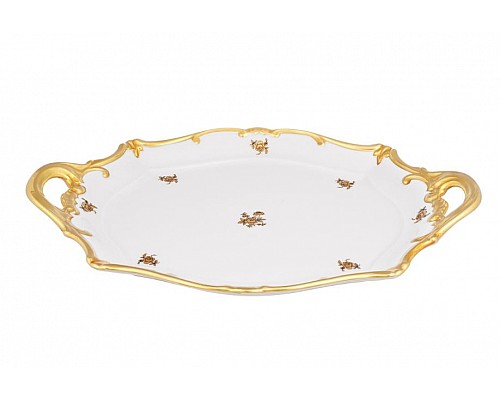Блюдо овальное 37см Weimar Porzellan Роза золотая