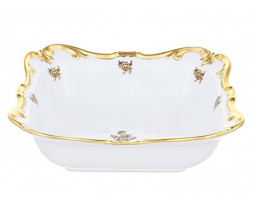 Салатник квадратный 22 см Weimar Porzellan Роза золотая