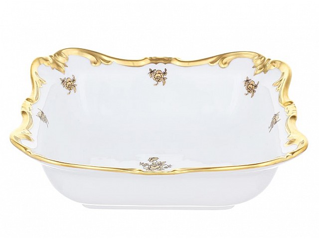 Салатник квадратный 22 см Weimar Porzellan Роза золотая