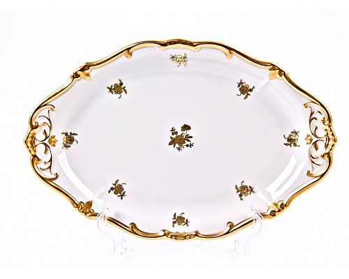 Блюдо овальное 24см Weimar Porzellan Роза золотая