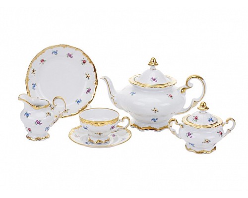 Сервиз чайный на 6 персон 21 предмет 210 мл Weimar Porzellan Мейсенский цветок
