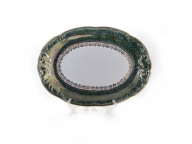 Блюдо овальное 38см Лист зеленый Carlsbad