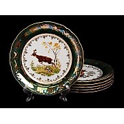 Набор тарелок Bavaria Охота зеленая 24 см 6 штук