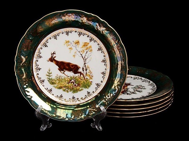 Набор тарелок Bavaria Охота зеленая 24 см 6 штук