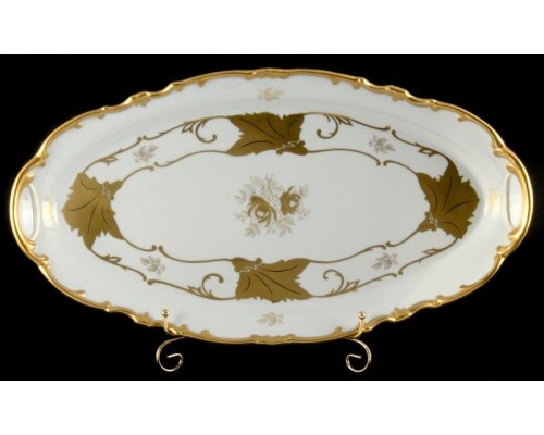 Блюдо овальное 50см Weimar Porzellan Кленовый лист белый