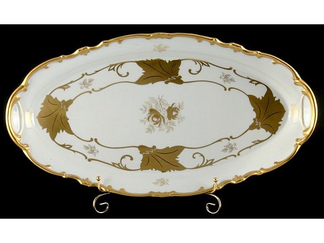 Блюдо овальное 50см Weimar Porzellan Кленовый лист белый