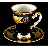 Набор для капучино 2 предмета Weimar Porzellan Кленовый лист синий