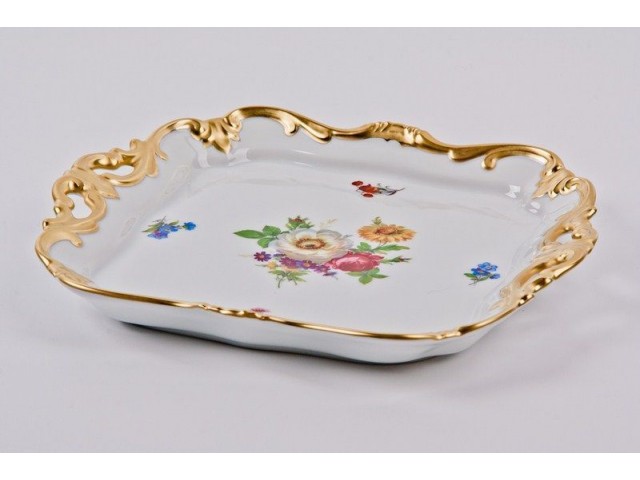 Блюдо квадратное 21см Weimar Porzellan Мейсенский букет