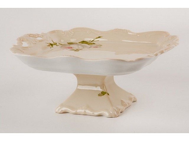 Блюдо квадратное 21см на ножке Weimar Porzellan Алвин бежевый