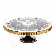 Тортница на ножке 30см Union Glass Лепка Черная