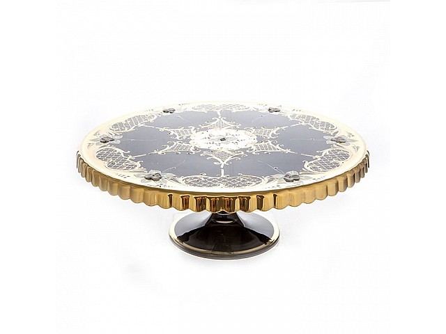 Тортница на ножке 30см Union Glass Лепка Черная