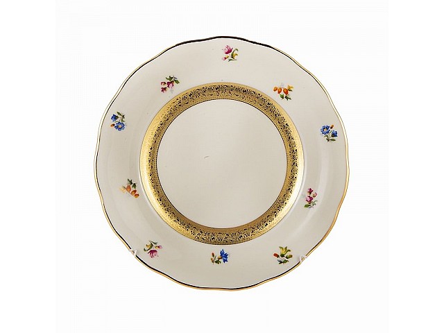 Набор тарелок 17 см Epiag Золотая лента и цветы слоновая кость 6 шт