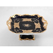 Блюдо квадратное на ножке 21см Weimar Porzellan Кленовый лист синий