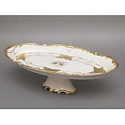 Блюдо овальное на ножке Кленовый лист белый Weimar Porzellan 50 см