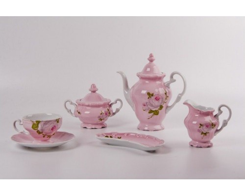 Чайный сервиз Алвин розовый Weimar Porzellan 6 персон 16 предметов