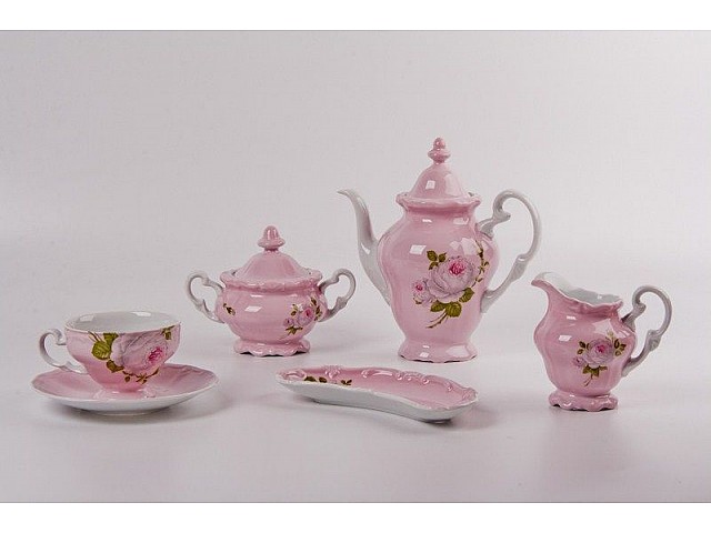 Чайный сервиз Алвин розовый Weimar Porzellan 6 персон 16 предметов