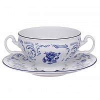 Набор бульонниц на 6 персон 12 предметов 360 мл  Бернадотт Синие розы