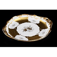 Блюдо круглое с ручками Кленовый лист белый Weimar Porzellan 28 см