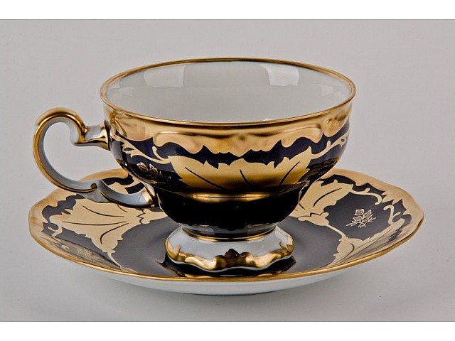 Чайный набор Кленовый лист синий Weimar Porzellan на 6 персон