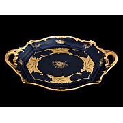 Блюдо овальное 37см Weimar Porzellan Кленовый лист синий