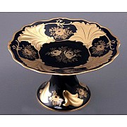 Ваза для фруктов Ютта на ножке 25 см Weimar Porzellan Кленовый лист синий