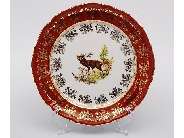 Набор тарелок Bavaria Охота красная 24 см 6 штук