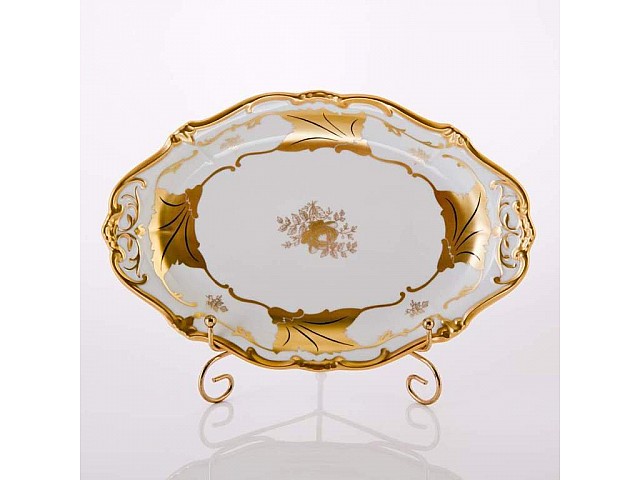 Блюдо овальное 28см Weimar Porzellan Кленовый лист белый