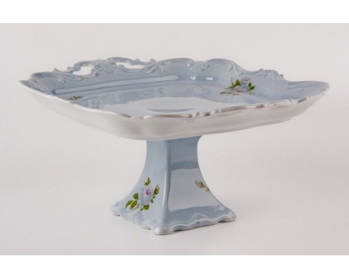 Блюдо квадратное на ножке Алвин голубой Weimar Porzellan 30см