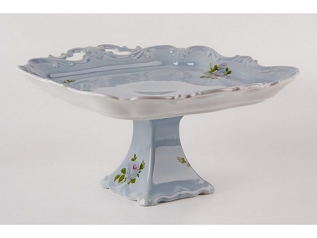 Блюдо квадратное на ножке Алвин голубой Weimar Porzellan 30см